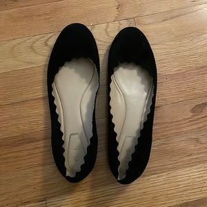 Genuine Chloe black suede ballet flats, size 39.5